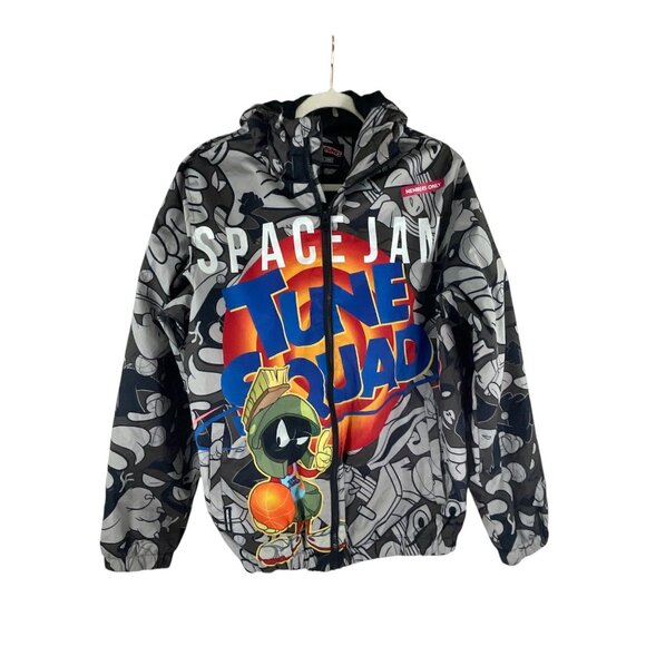 Looney Tunes Space Jam New Legacy Graphic Hooded Jacket M Full Zip Sporty Casual - Picture 1 of 10
